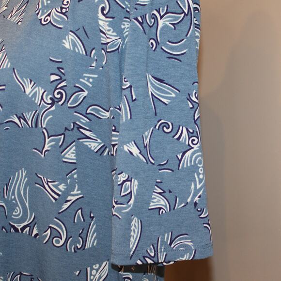 LulaRoe Julia Short Sleeve T-Shirt Dress Blue & White sz 2XL - Picture 5 of 6